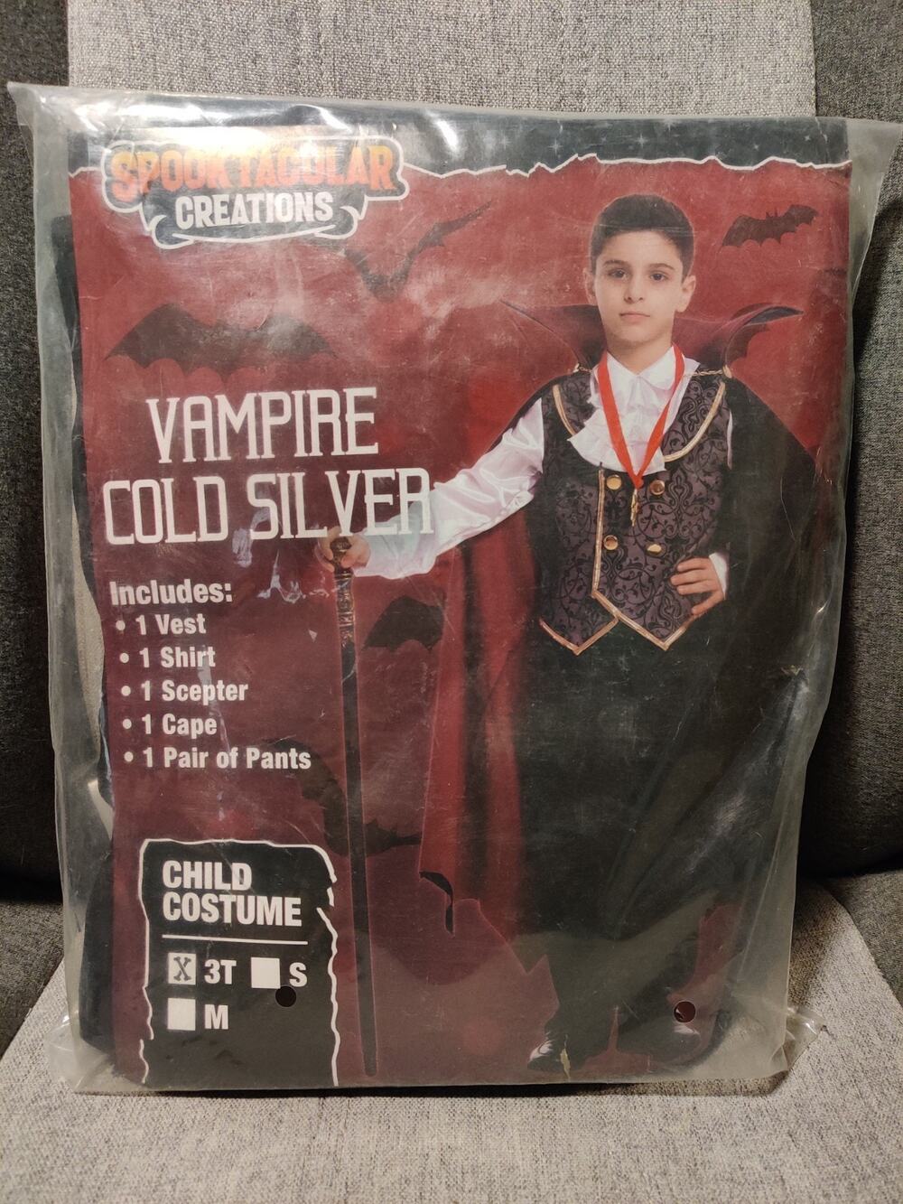 Spooktacular Creations Vampire Cold Silver Costume Size 3T NEW
